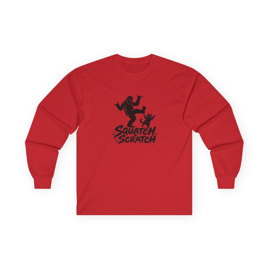 Squatch Scratch Long Sleeve Tee — Bigfoot Graphic Shirt
