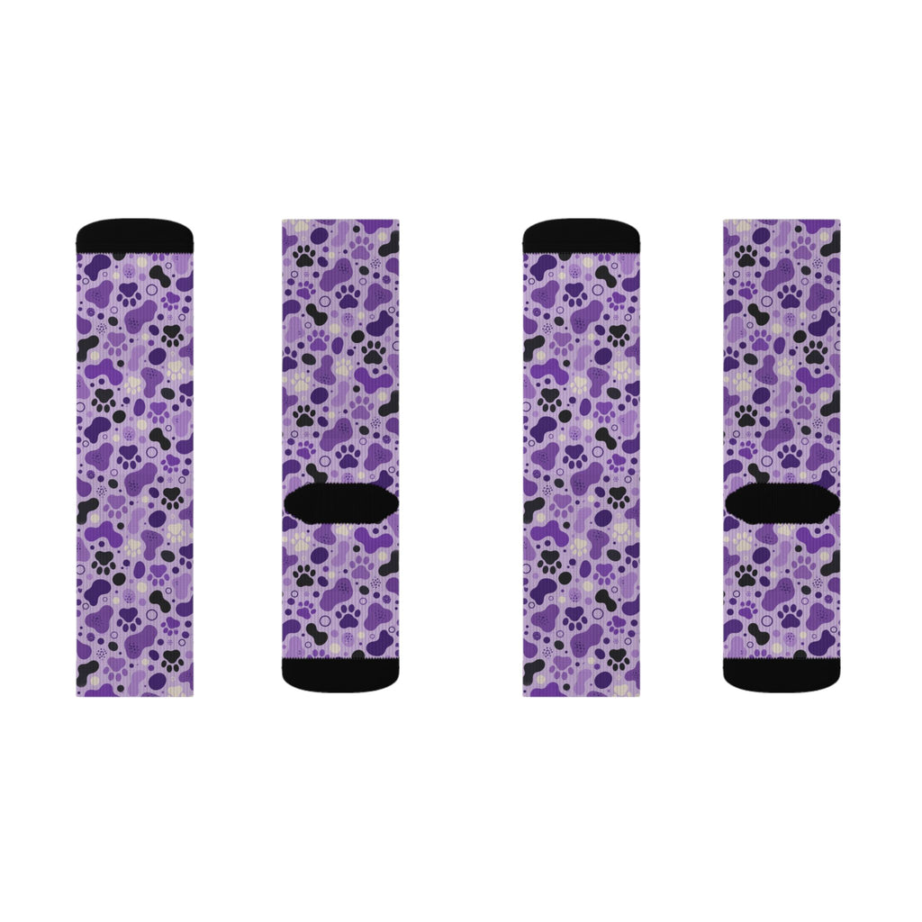 Purple Paws Cat Lover Crew Socks for Cat Ladies