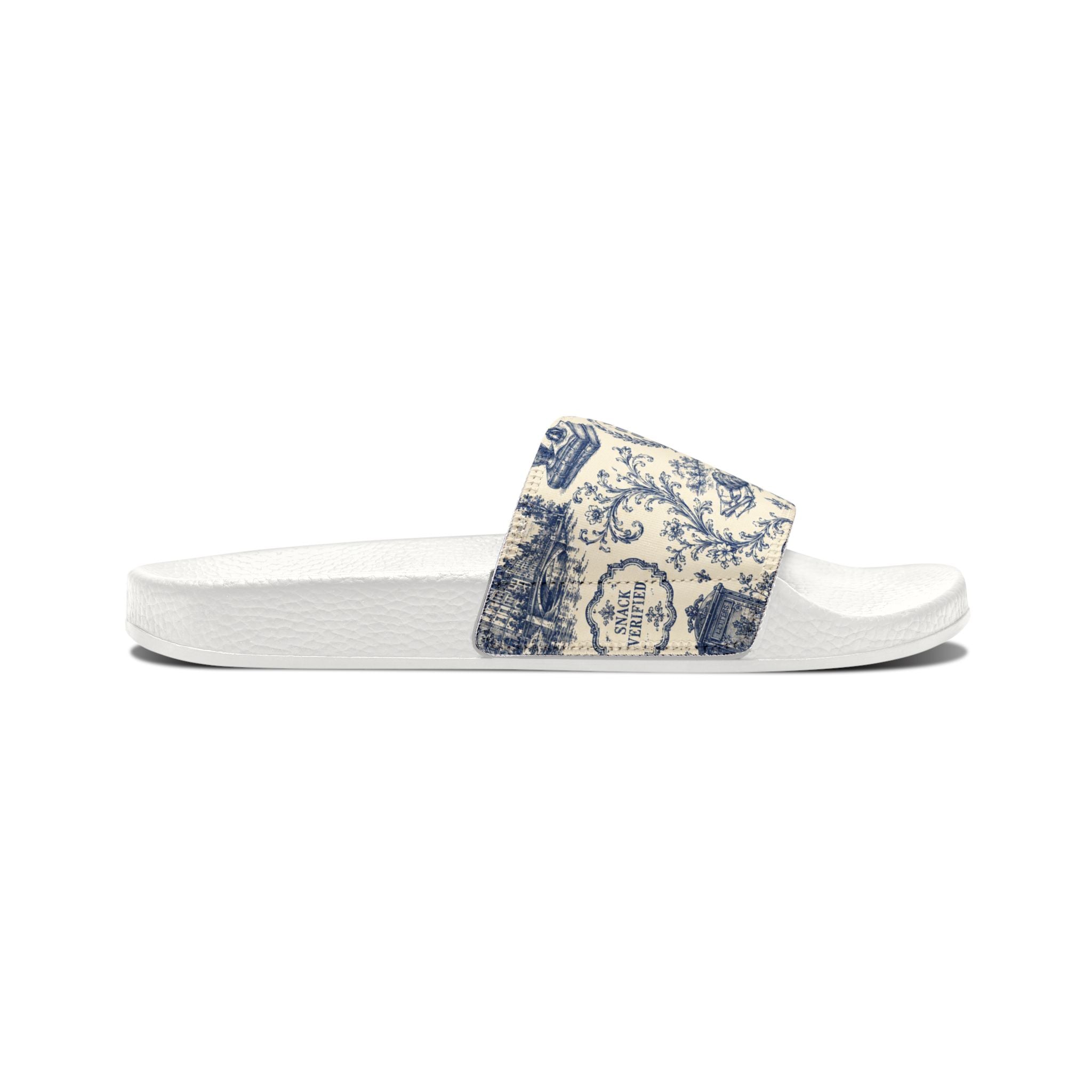 Out of Office Blue Toile Slide Sandals (Removable Strap)