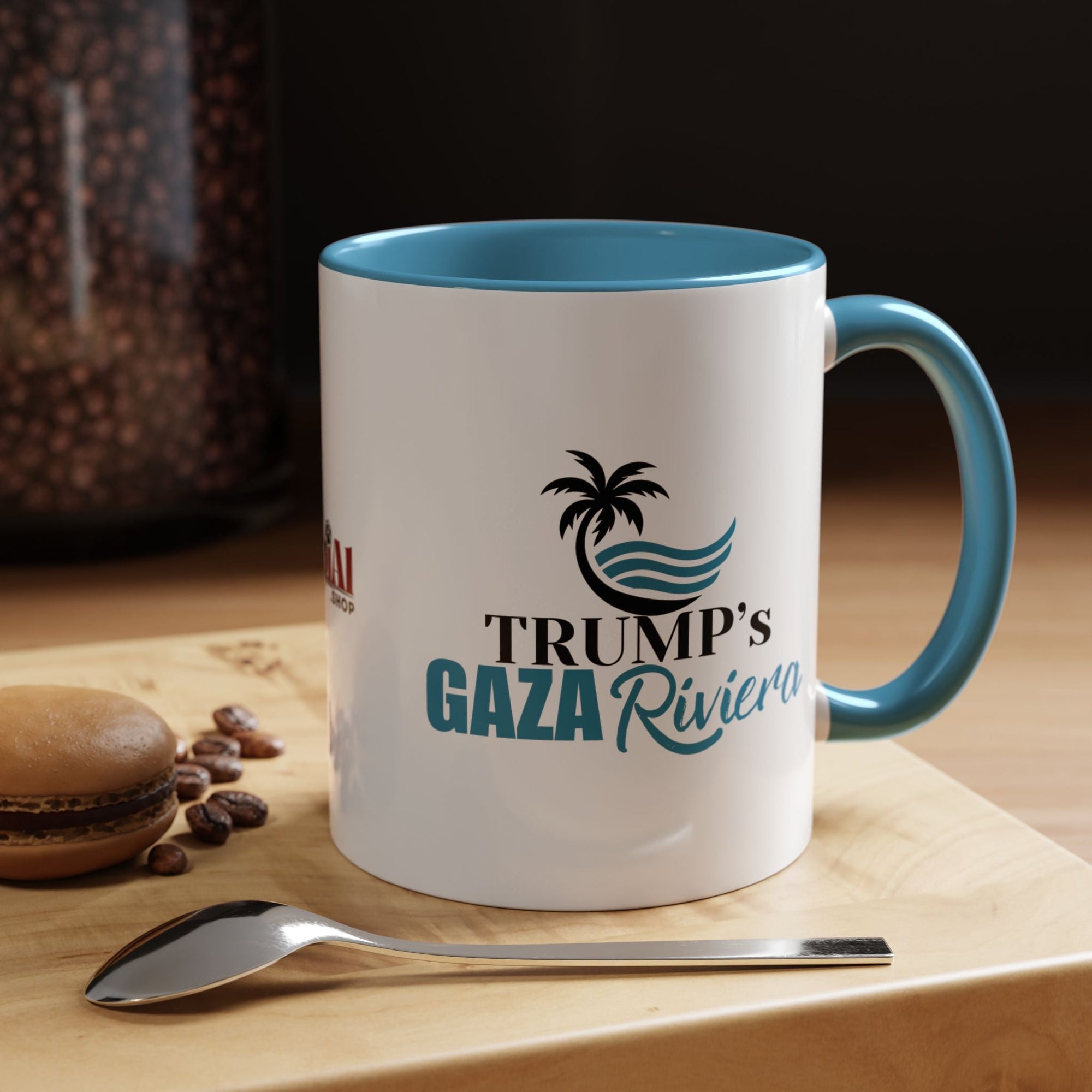 Tropical Trump’s Gaza Riviera Accent Coffee Mug - 11 & 15oz Ceramic Mug for Beach Lovers Printify
