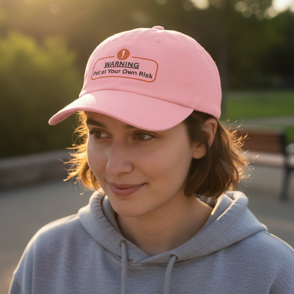 Warning: Pet at Your Own Risk Hat – Sassy Cat Embroidered Dad Cap