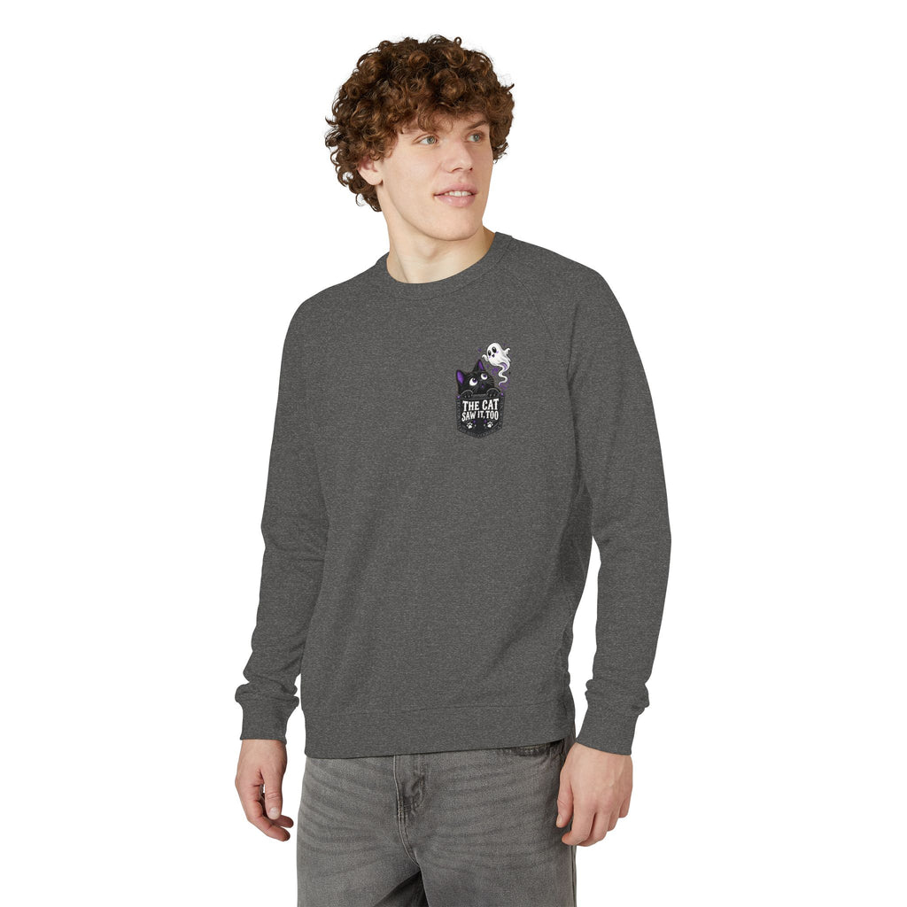 The Cat Saw It, Too Halloween Pocket Crewneck Sweatshirt