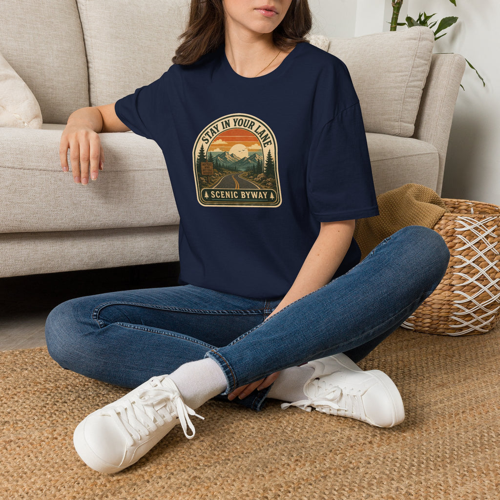 Stay in Your Lane Scenic Byway Unisex T-Shirt | Retro Road Trip Graphic Tee