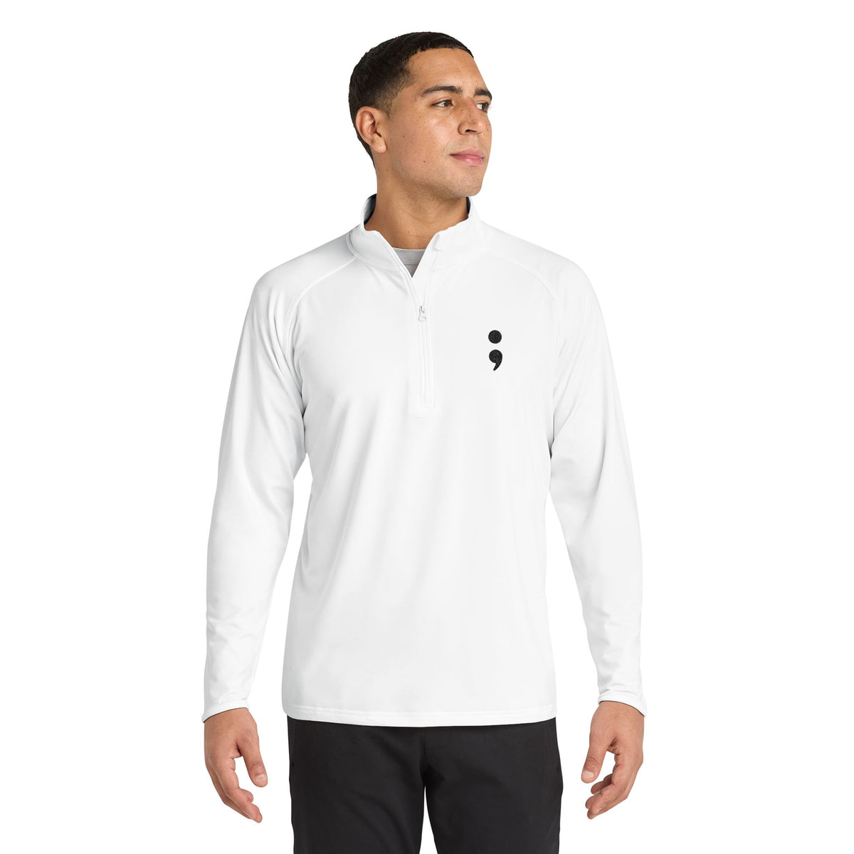 Semicolon Suicide Awareness Embroidered Quarter-Zip Pullover