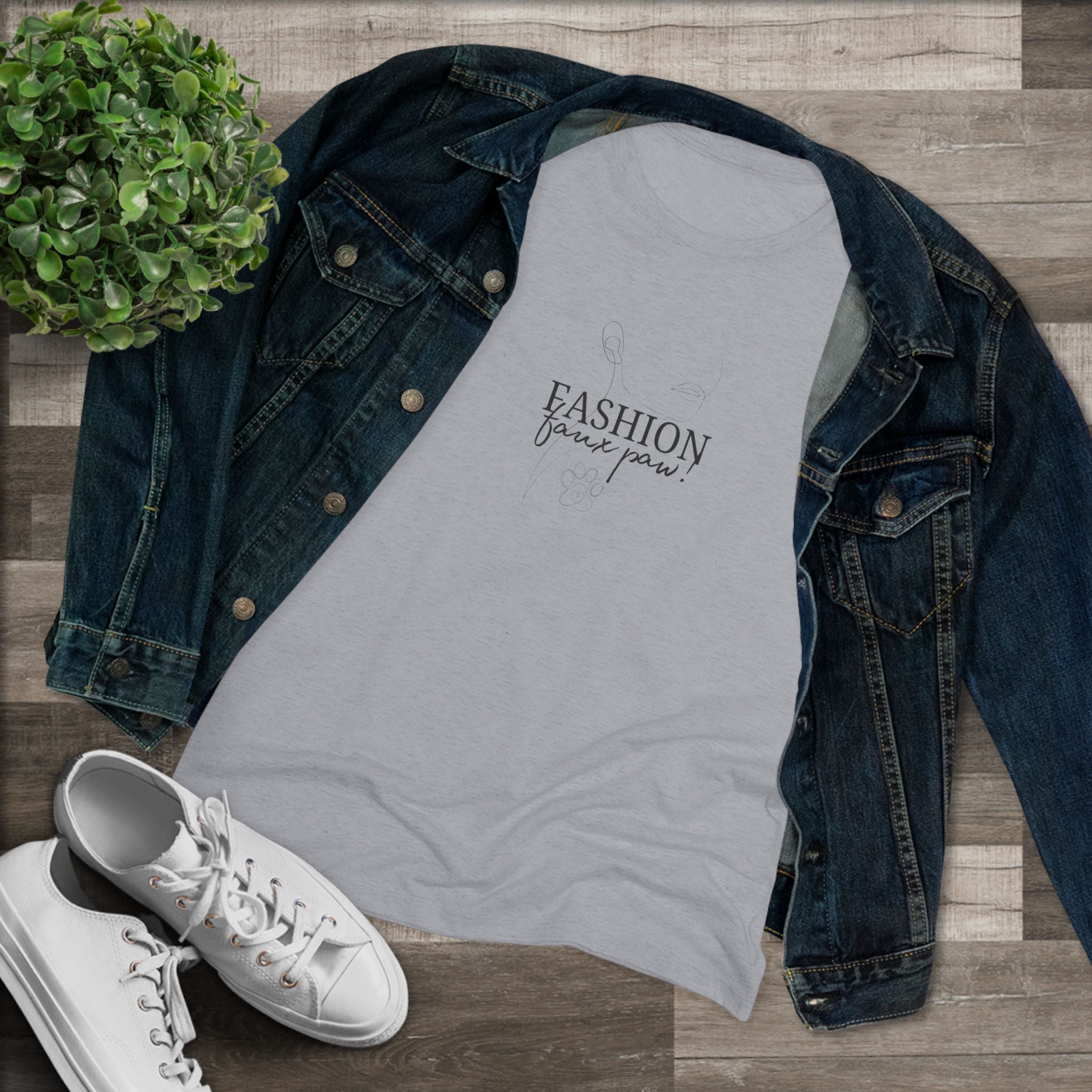 Photo depicting the ​Fashion Faux Paw Women's Triblend Tee from EpiAl's Shop.