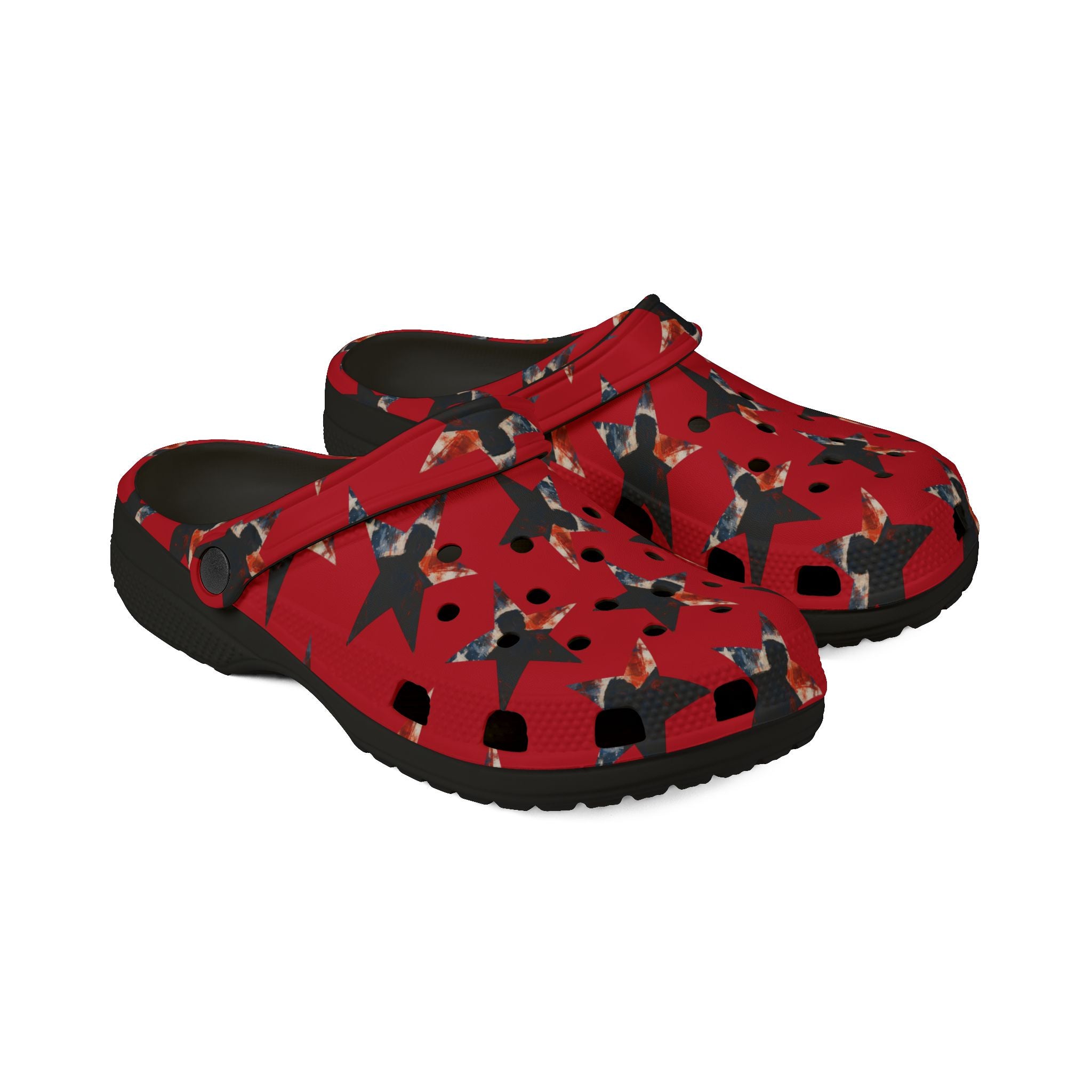 Red Presidential Silhouette Star EVA Clogs – Lightweight Statement Slip-Ons