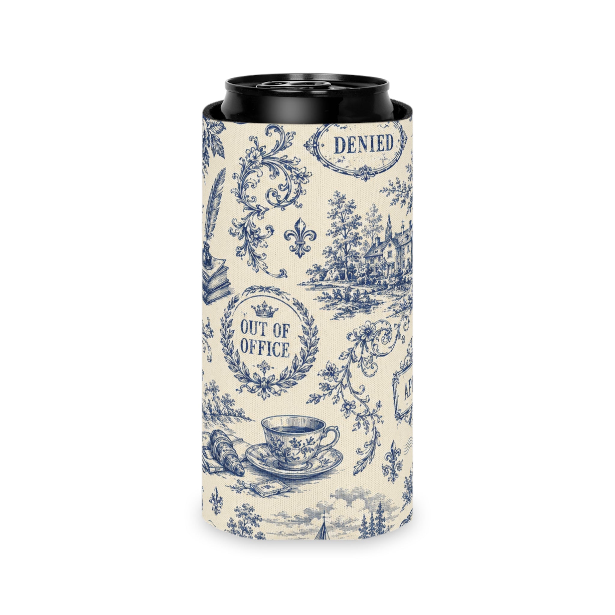 Out of Office Toile Can Cooler