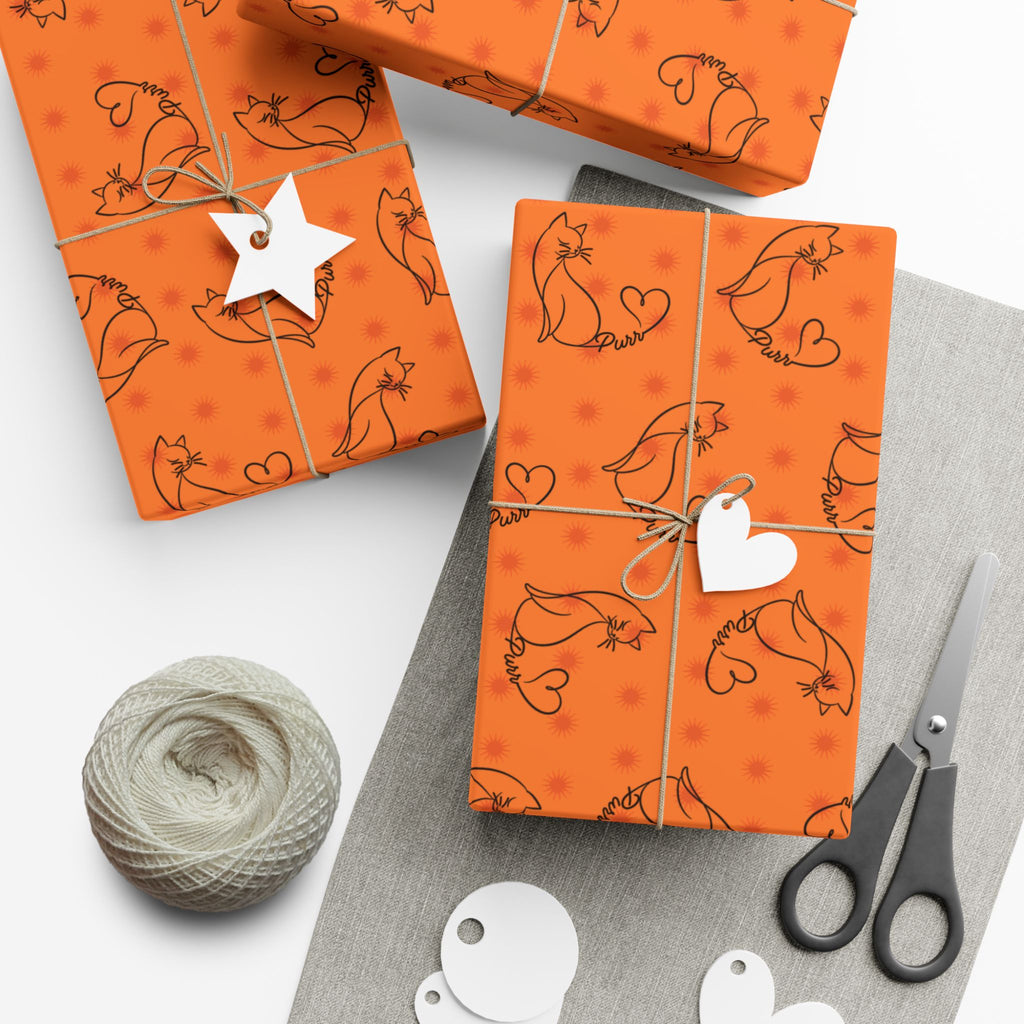 Purr Pattern All-Occasion Gift Wrap – Cat Line Art Wrapping Paper