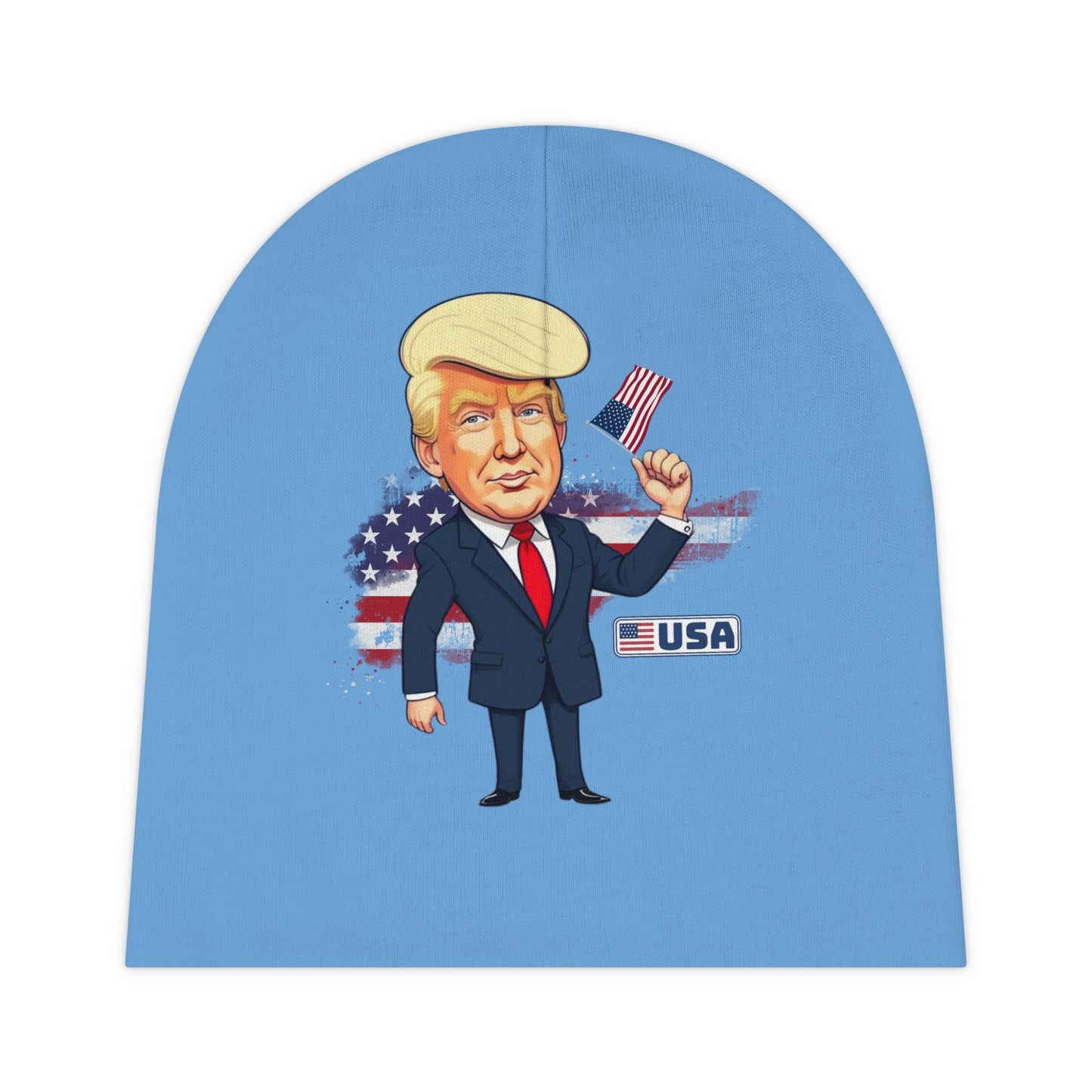 Patriotic Baby Beanie with USA Flag Design