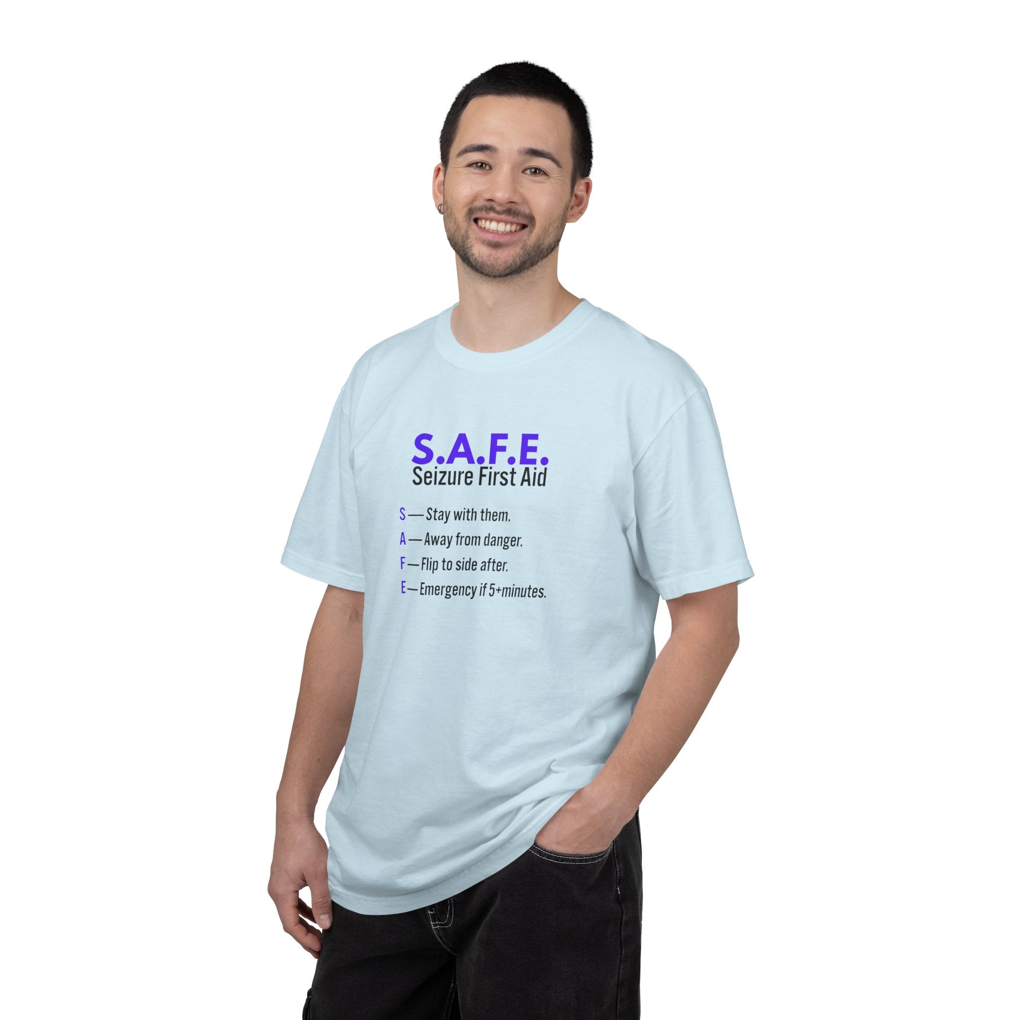 S.A.F.E. Seizure First Aid T-Shirt – Epilepsy Awareness Education Tee