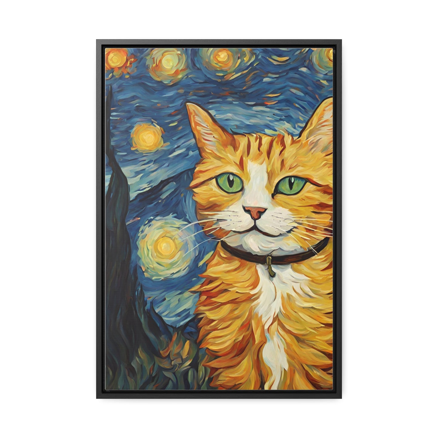 Van Gogh Style Cat Gallery Canvas Wraps, Vertical Frame