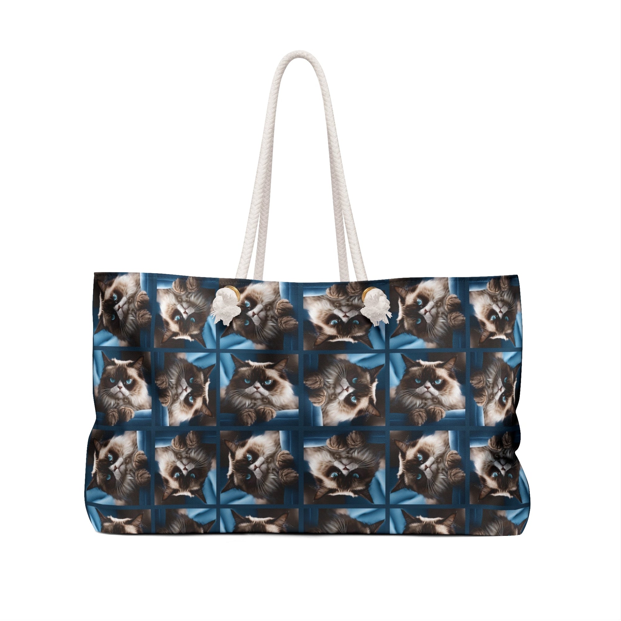Grumpy Cat Print Weekender Bag for Cat Lovers Printify