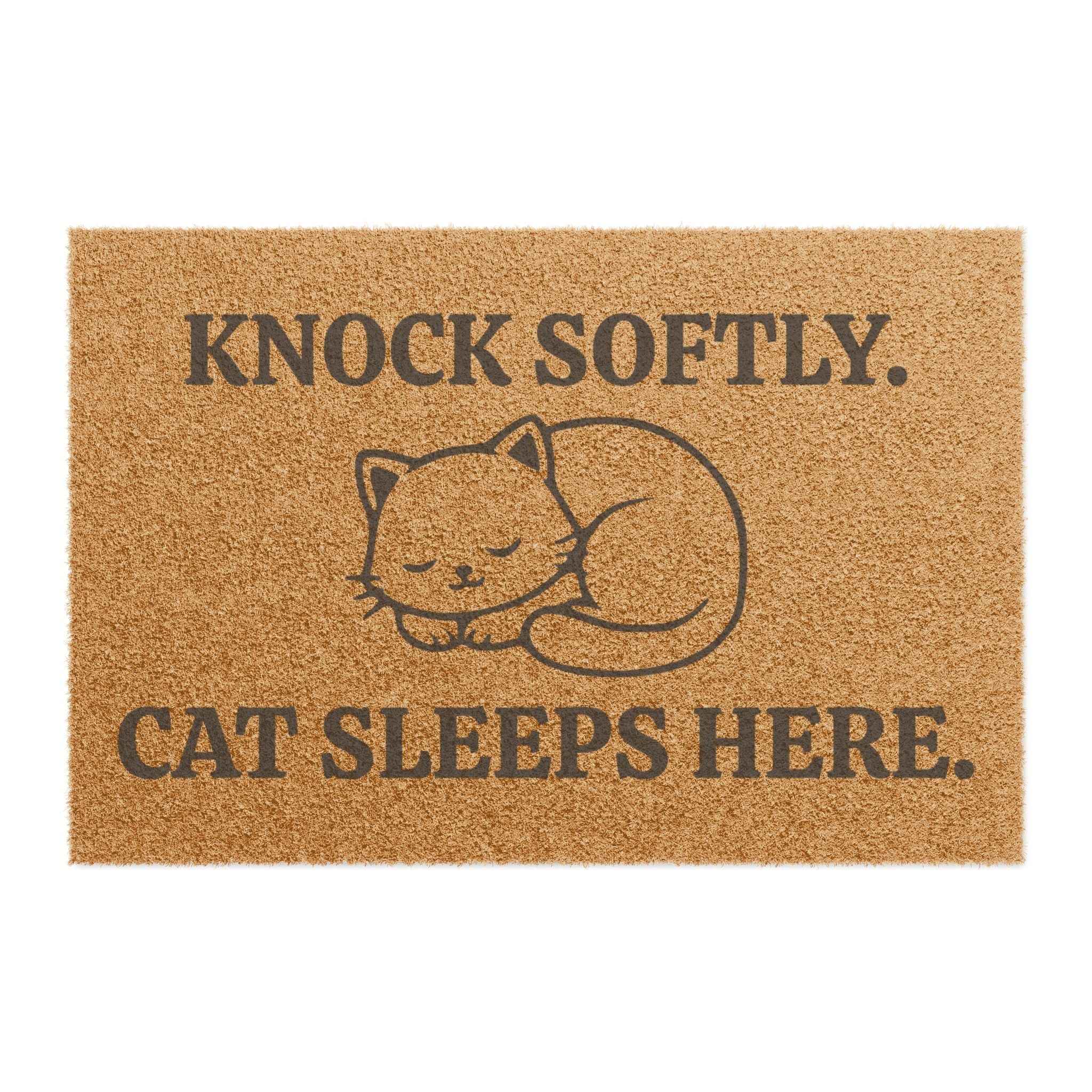 Cute Cat Lover Doormat – Knock Softly Entryway Mat