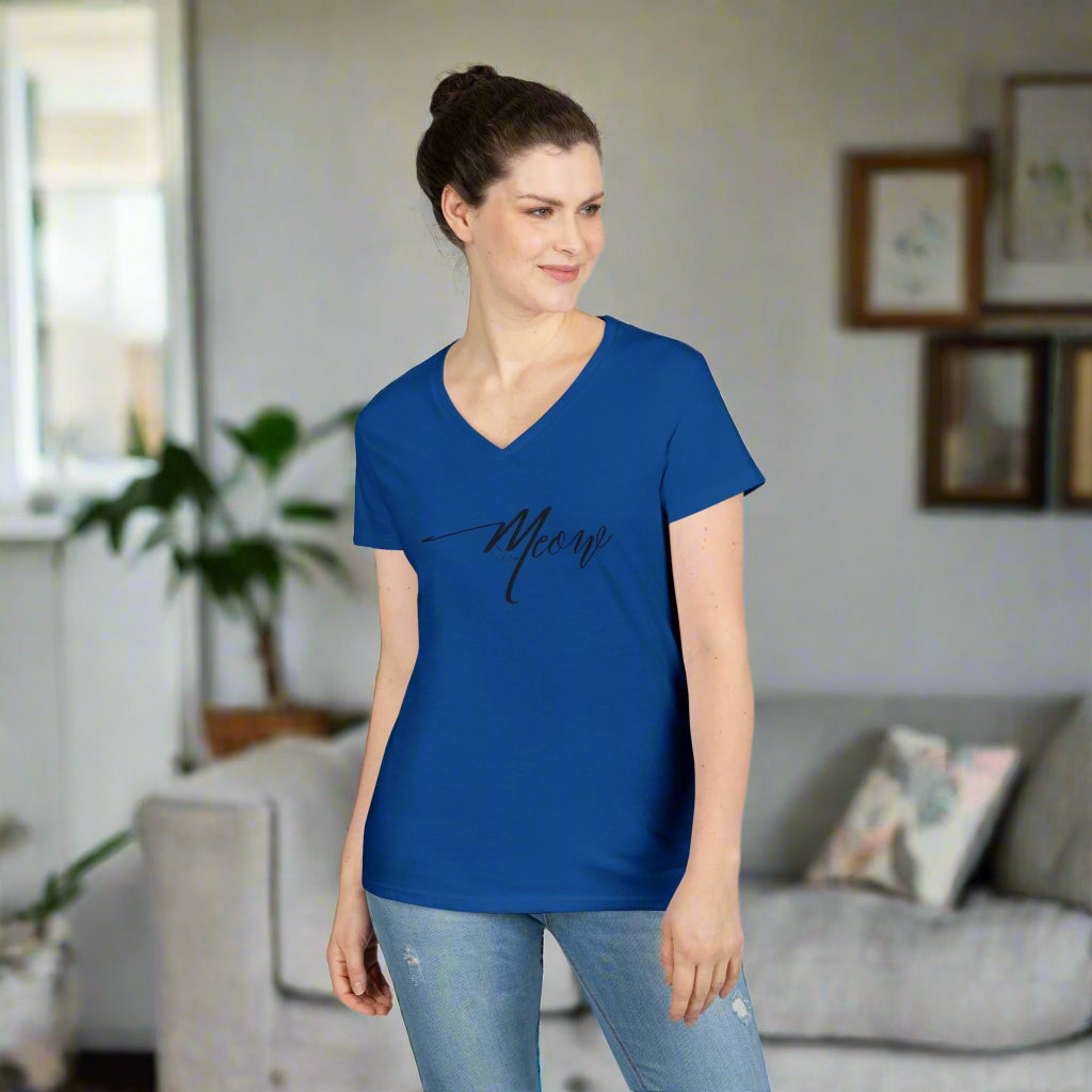 Stylish Meow Ladies' V-Neck T-Shirt, Cute Cat Lover Gift