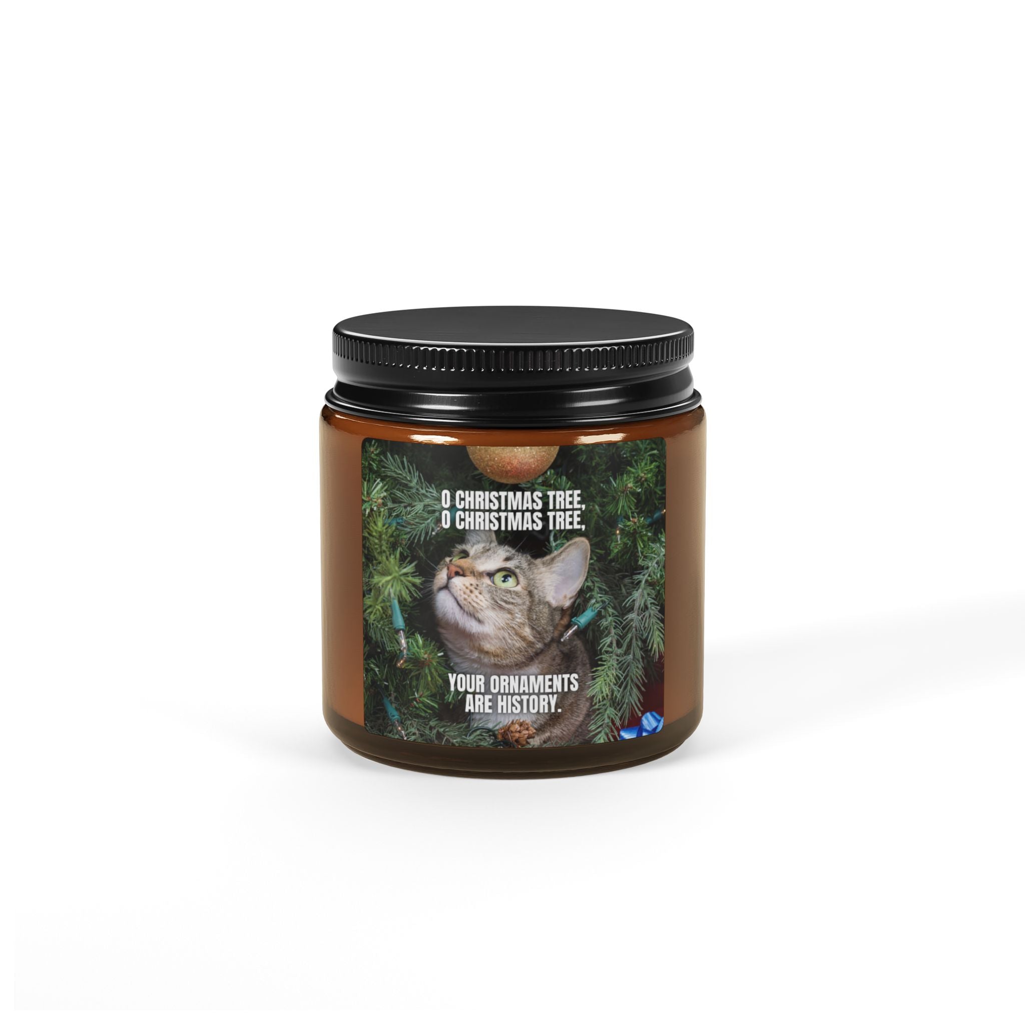 Photo depicting the ​O Christmas Tree Scented Soy Candle (Amber Jar) from EpiAl's Shop.