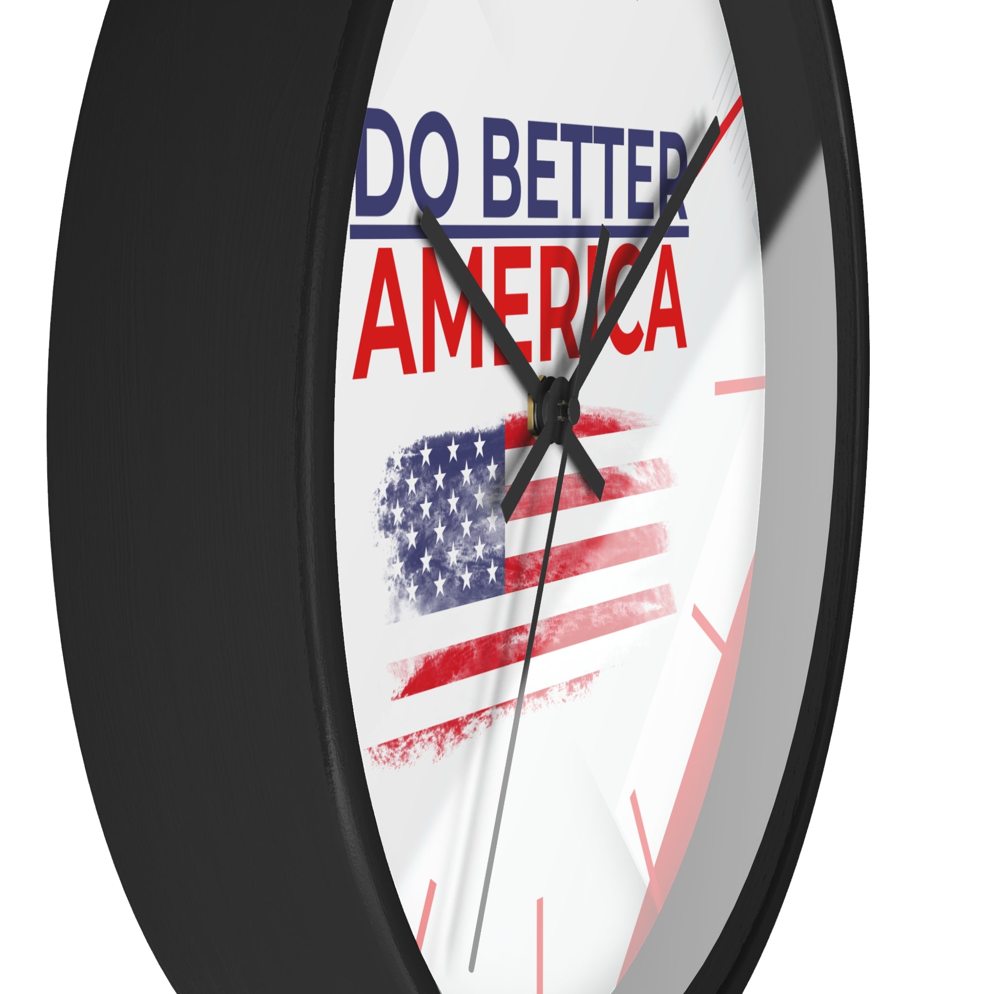 Do Better America Patriotic Silent Wall Clock – 10" Wood Frame Flag Clock