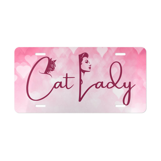 Cat Lady Hearts Vanity Plate - License Plate for Cat Lovers Printify