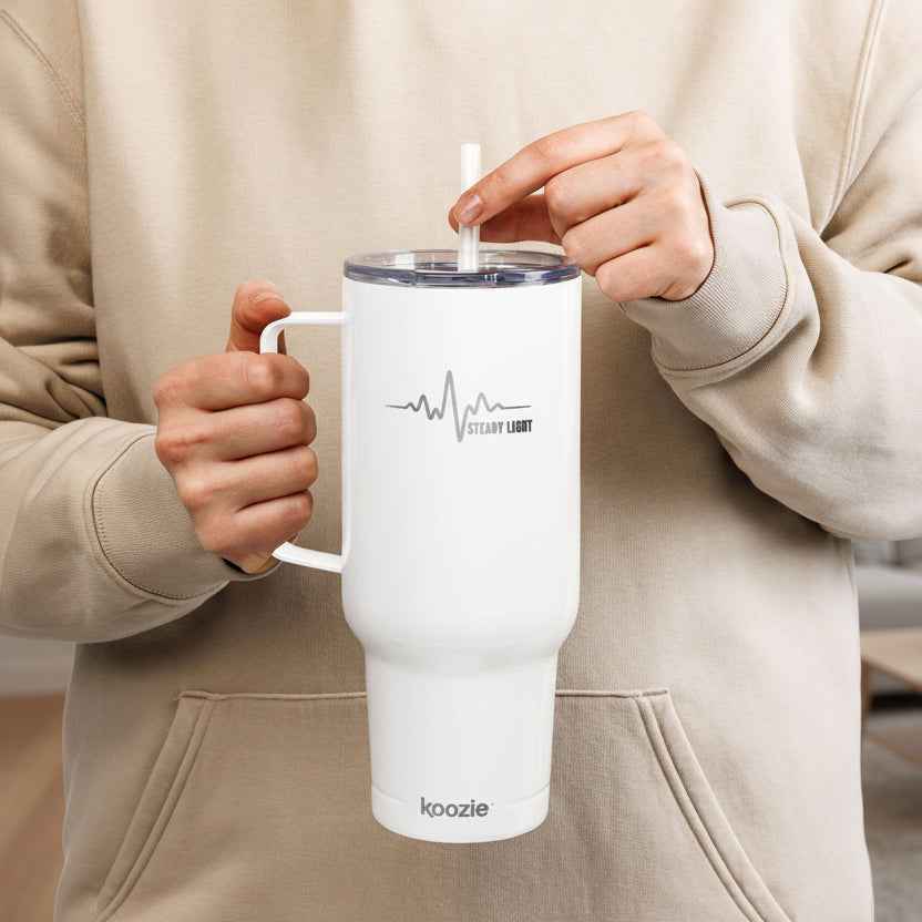 Steady Light 40oz Insulated Tumbler – Engraved Travel Mug with Handle