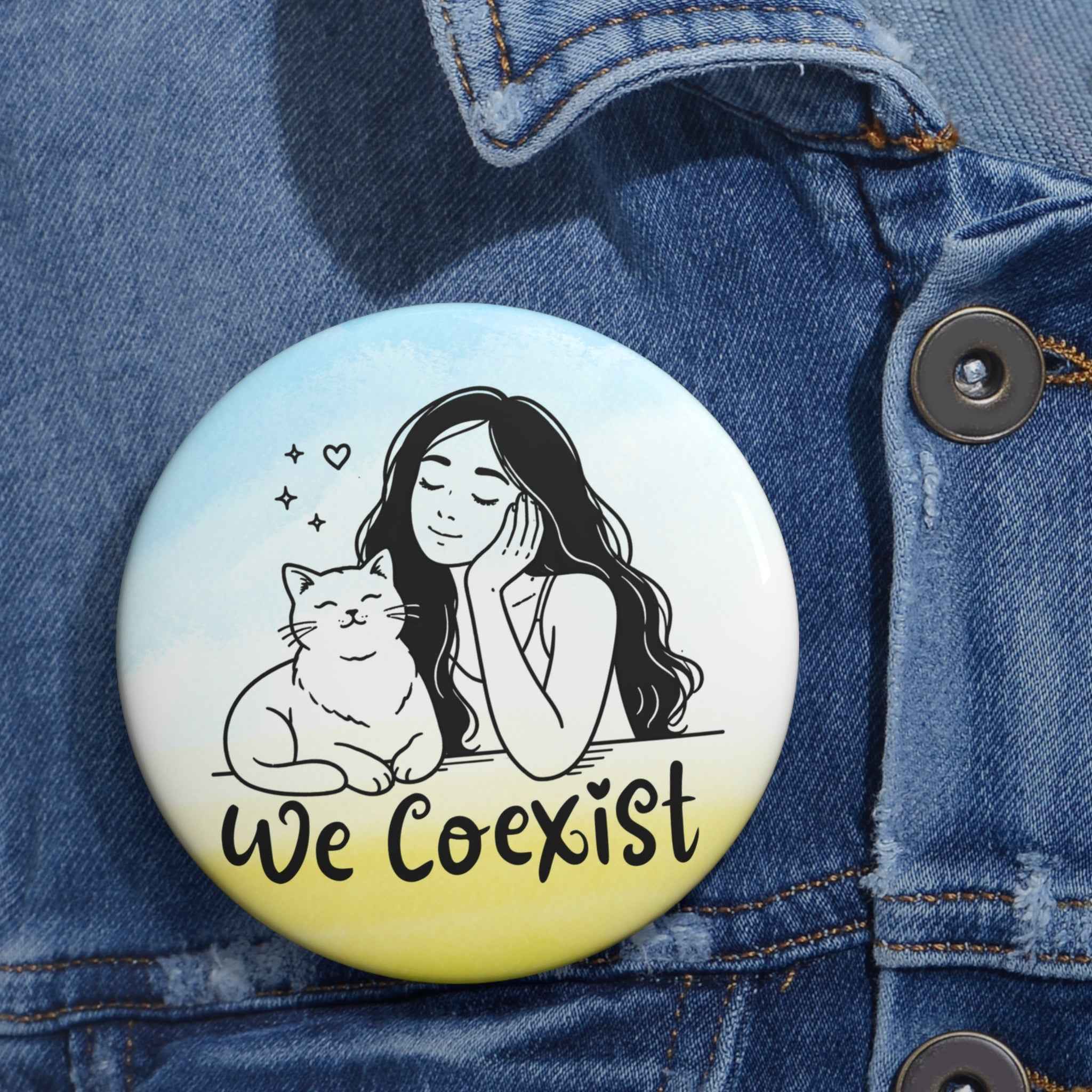 We Coexist Pinback Button – Cat Lover Mini Statement