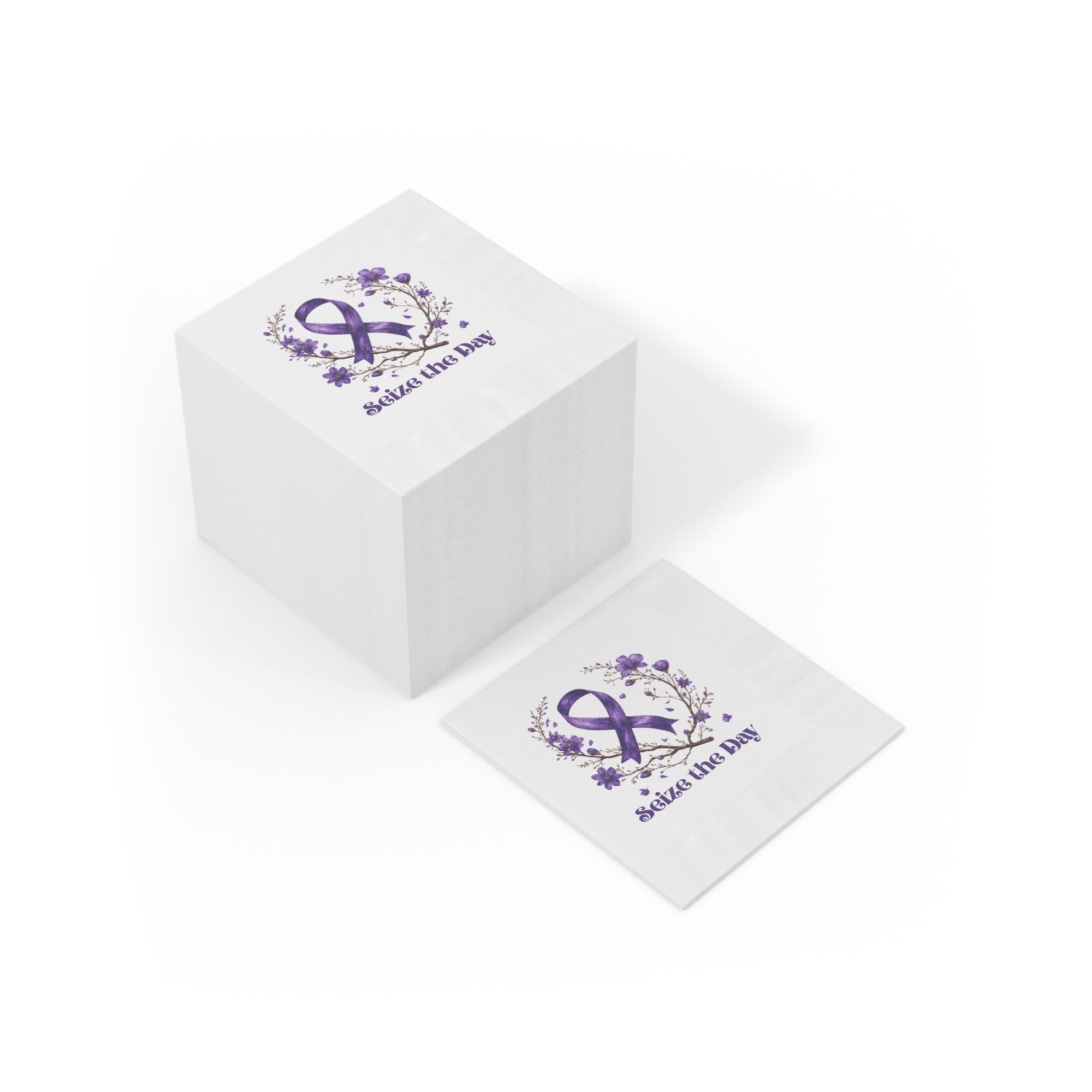 Purple Floral Seize the Day Napkins – Perfect for Celebrations