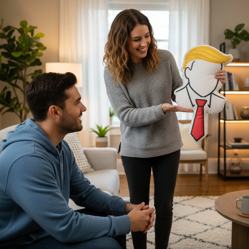 Faceless Tie Political Parody Shaped Pillow