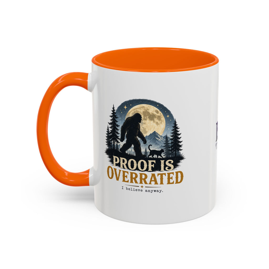 Proof Is Overrated Sasquatch & Black Cat Accent Mug