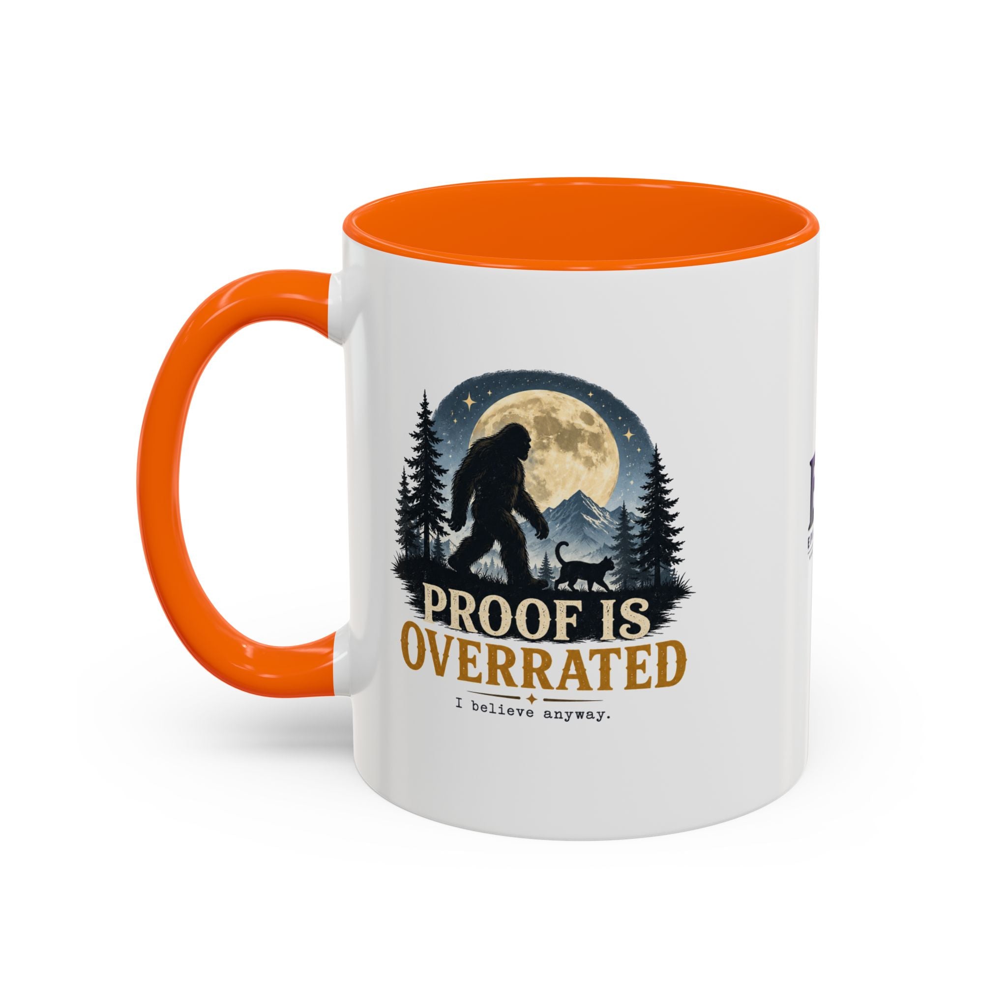 Proof Is Overrated Sasquatch & Black Cat Accent Mug