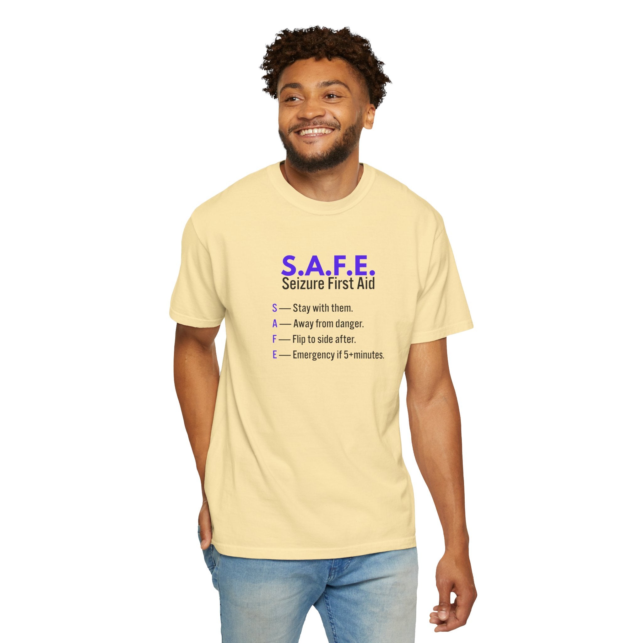 S.A.F.E. Seizure First Aid T-Shirt – Epilepsy Awareness Education Tee