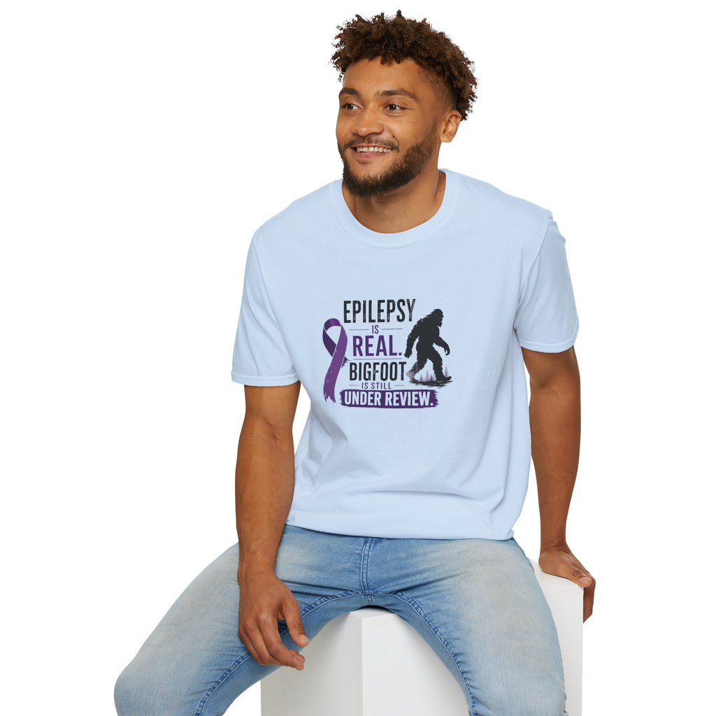 Epilepsy Awareness T-Shirt — "Epilepsy is Real" Purple Ribbon Bigfoot Design