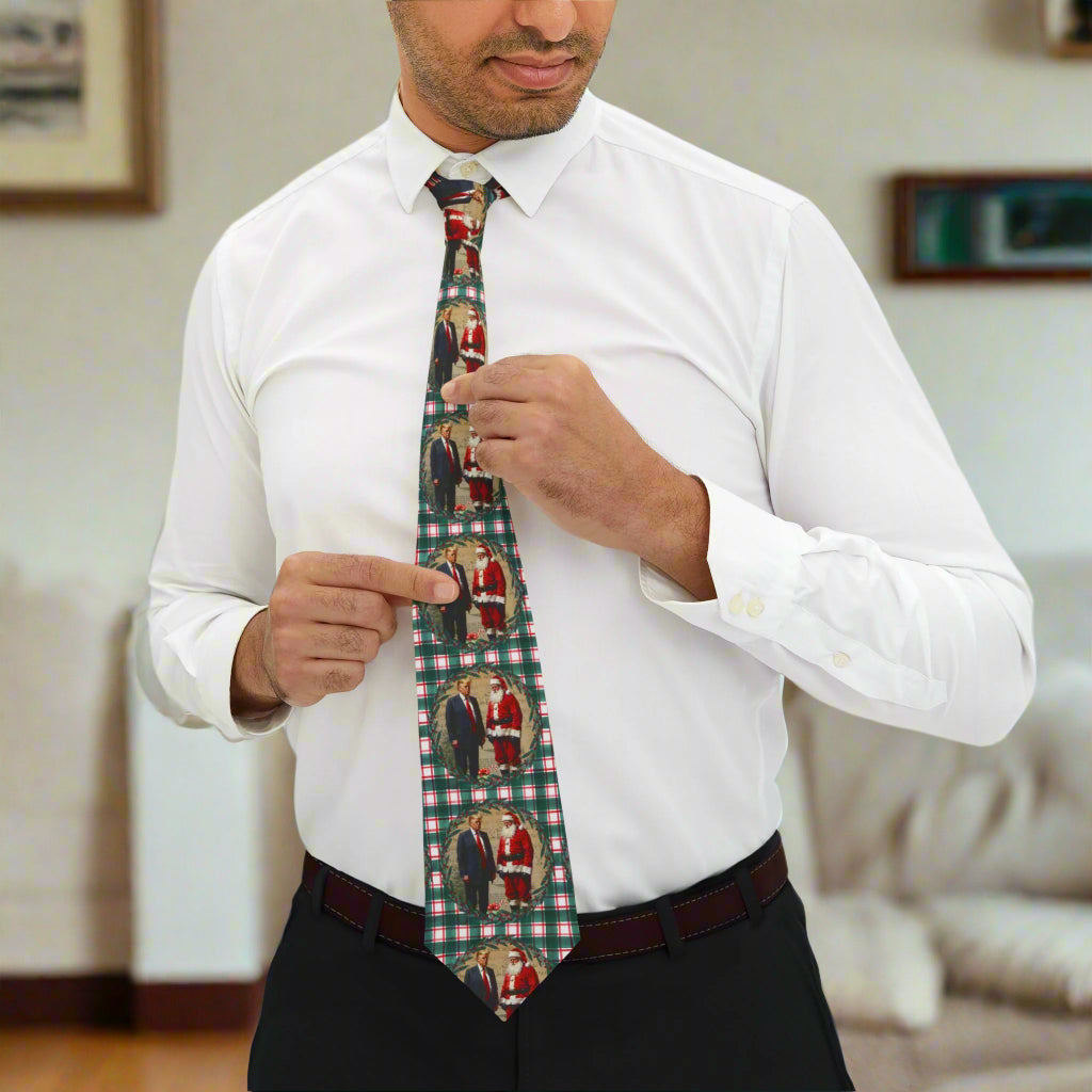 Festive Trump & Santa Holiday Necktie, Christmas Tie