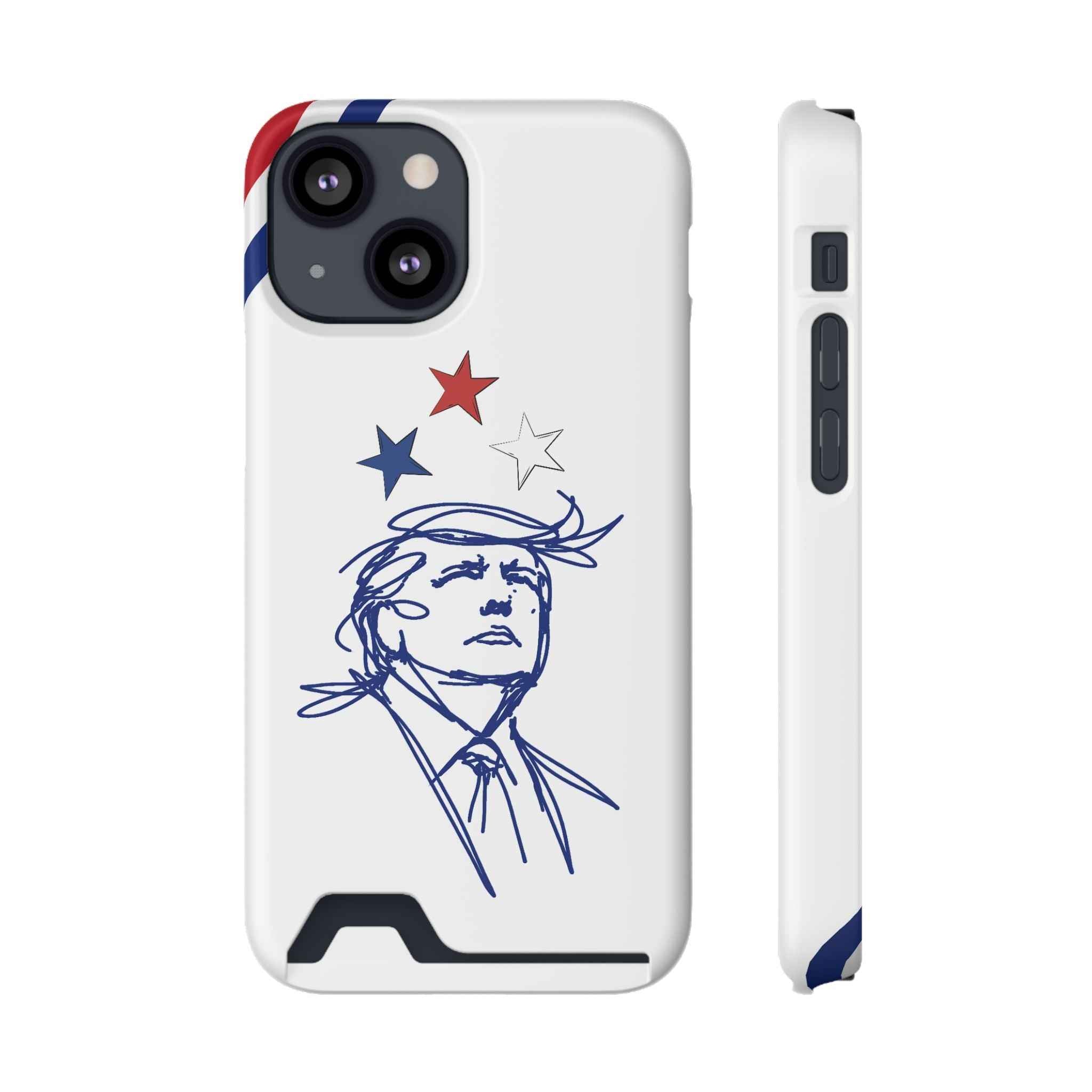 Swoop Guy iPhone Case – Minimal Line Portrait Patriotic Design, Slim Protective Case with Card Slot
