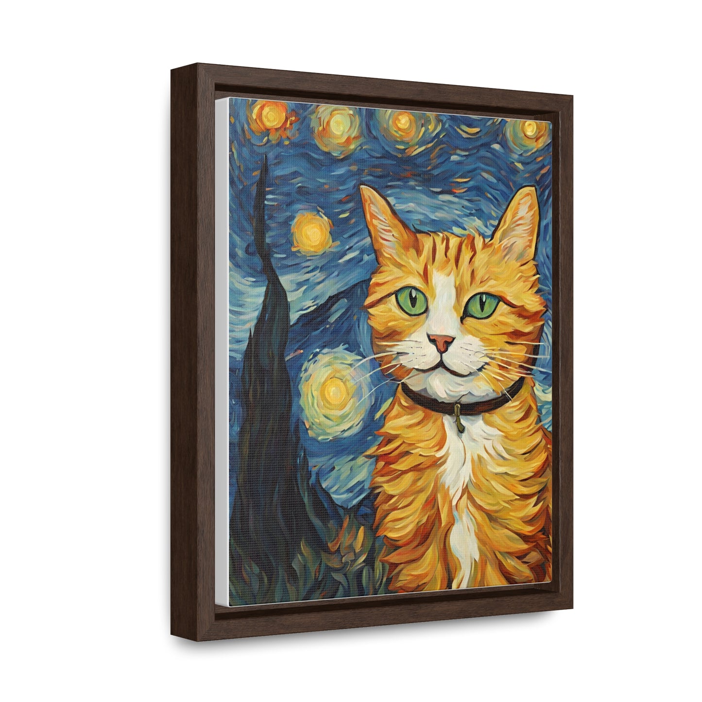 Van Gogh Style Cat Gallery Canvas Wraps, Vertical Frame