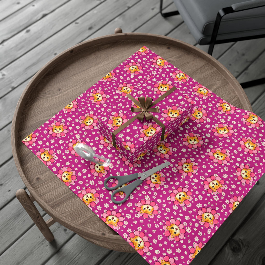 Pink Cat Blossom Gift Wrap | Cute Cat Lover Wrapping Paper