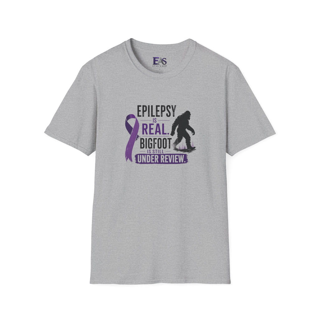 Epilepsy Awareness T-Shirt — "Epilepsy is Real" Purple Ribbon Bigfoot Design