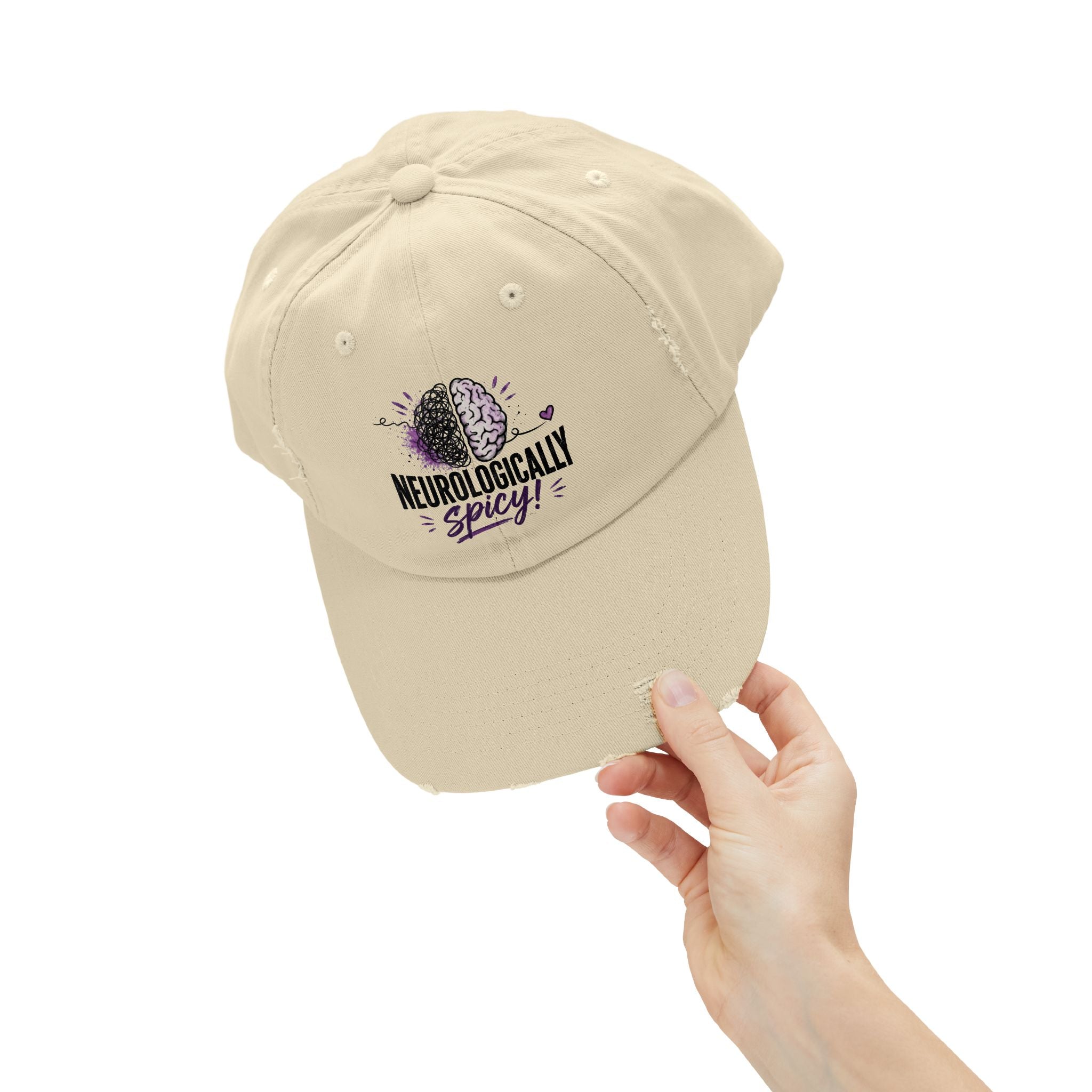 Neurologically Spicy Distressed Cap | Epilepsy Awareness Brain Hat
