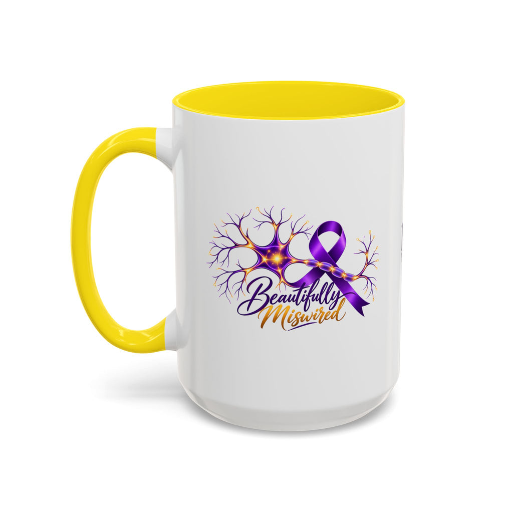 Beautifully Miswired Epilepsy Awareness Ceramic Mug | Purple Ribbon & Neuron Design (11/15oz)