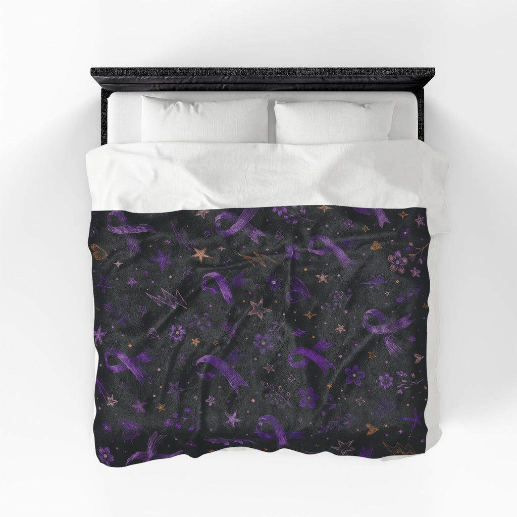 Purple Epilepsy Awareness Ribbon Velveteen Plush Blanket