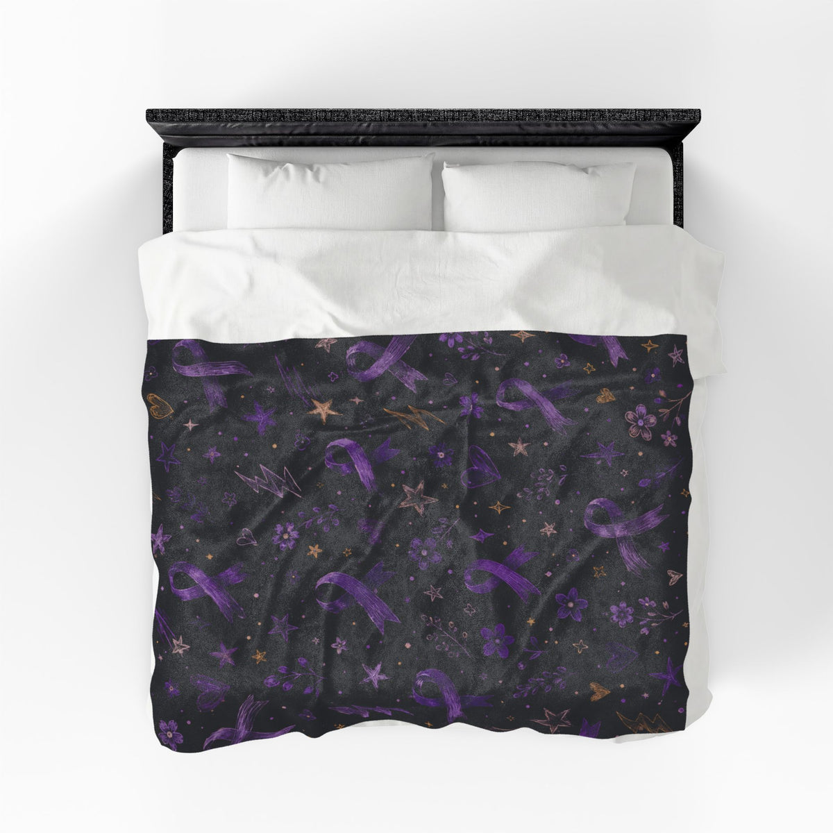 Purple Epilepsy Awareness Ribbon Velveteen Plush Blanket