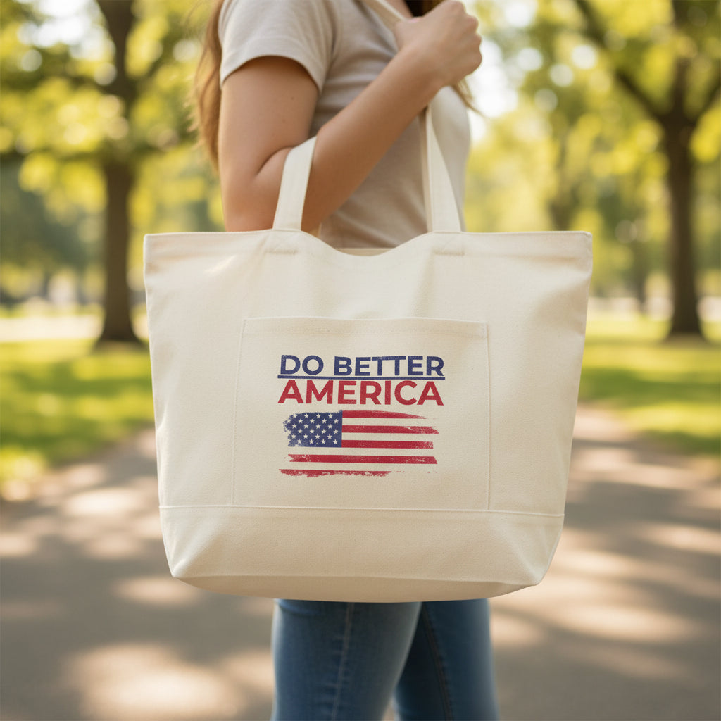 Do Better America Canvas Tote Bag – Patriotic Heavyweight Zipper Tote