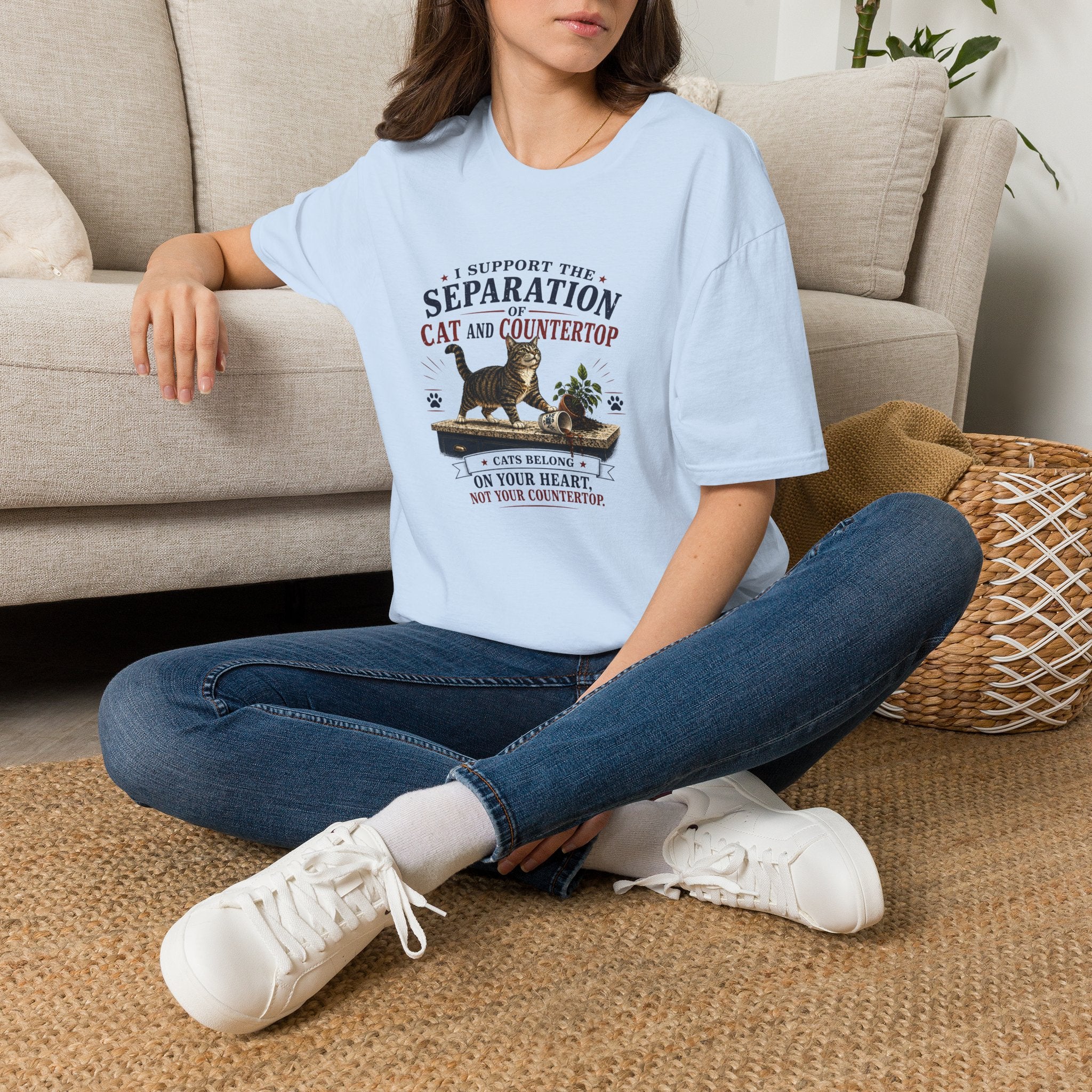 Separation of Cat and Countertop T-Shirt | Funny Cat Lover Tee