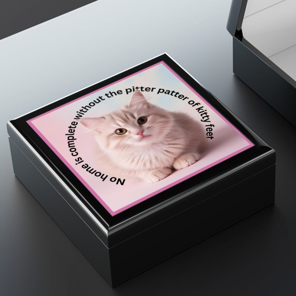 Cute Cat Jewelry Box - "No Home is Complete without the Pitter Patter of Kitty Feet"