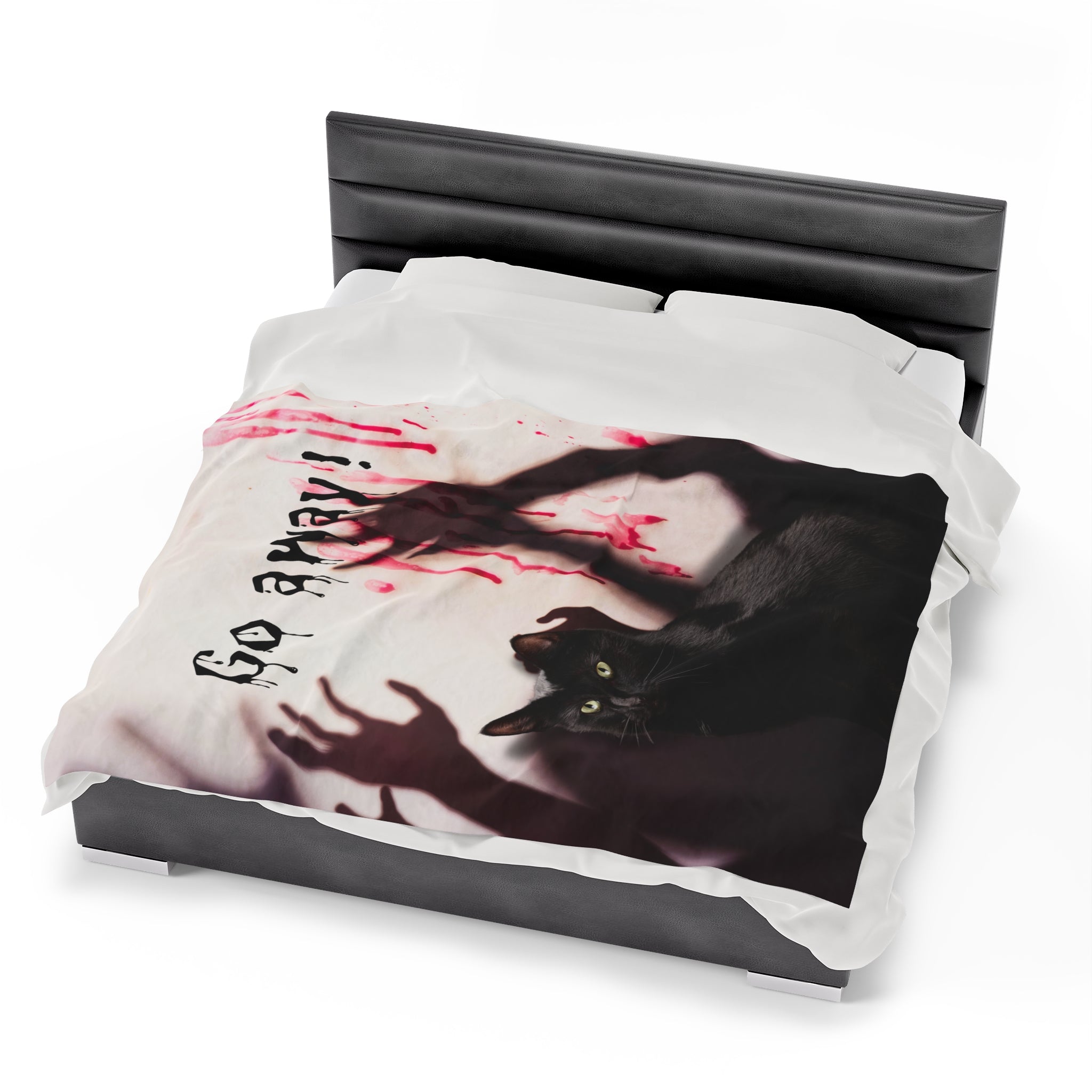 Photo depicting the ​Go Away Velveteen Plush Blanket from EpiAl's Shop.