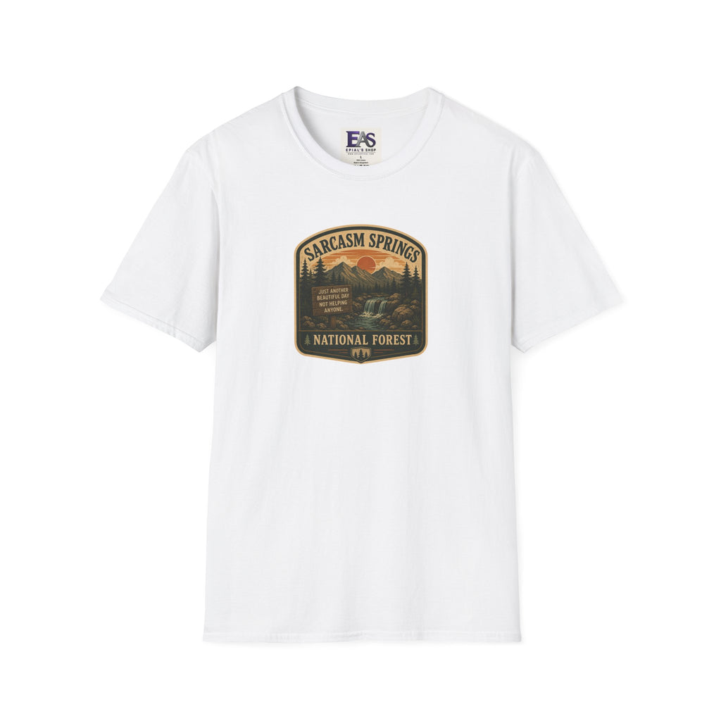 Sarcasm Springs National Forest Unisex T-Shirt | Funny Retro Outdoors Graphic Tee