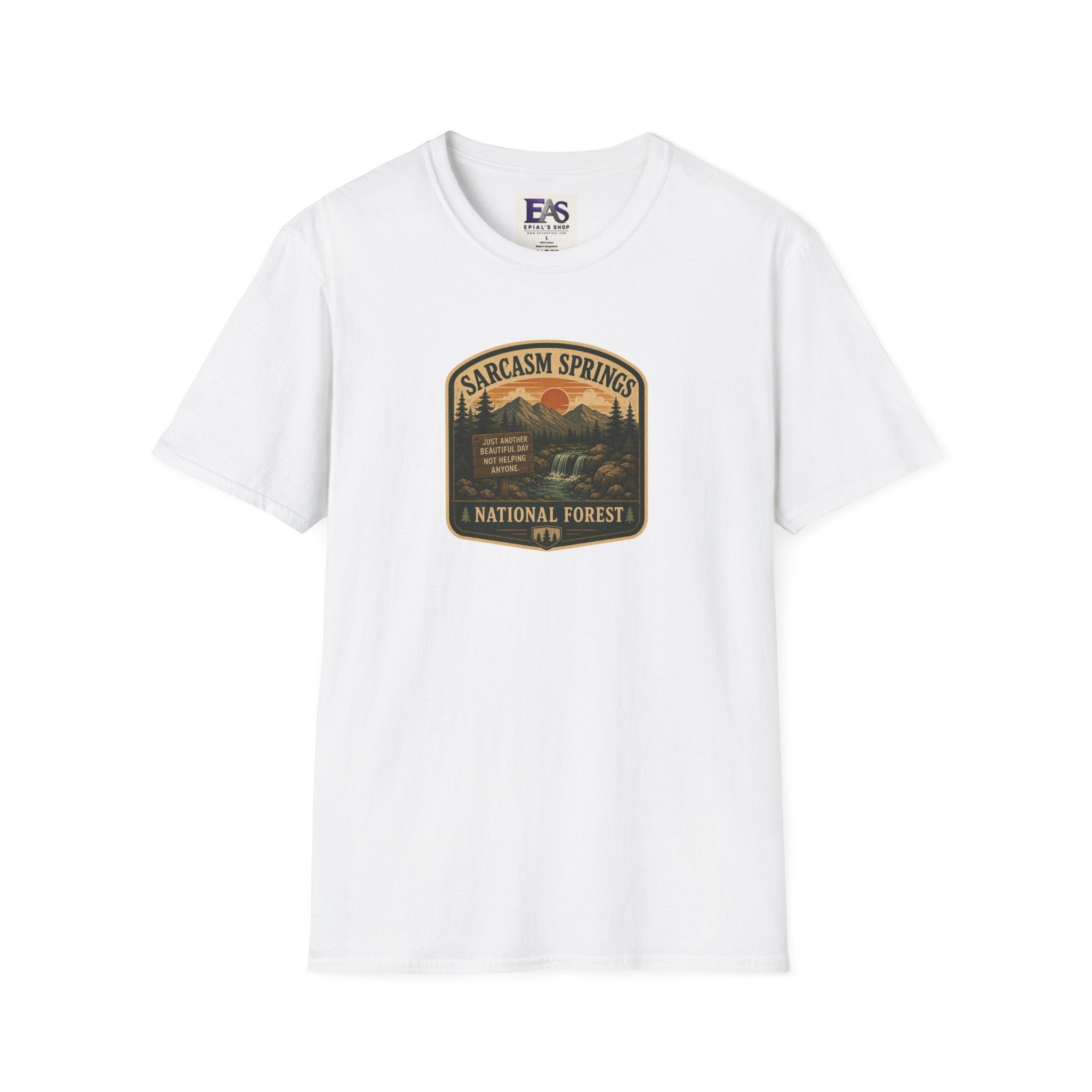 Sarcasm Springs National Forest Unisex T-Shirt | Funny Retro Outdoors Graphic Tee