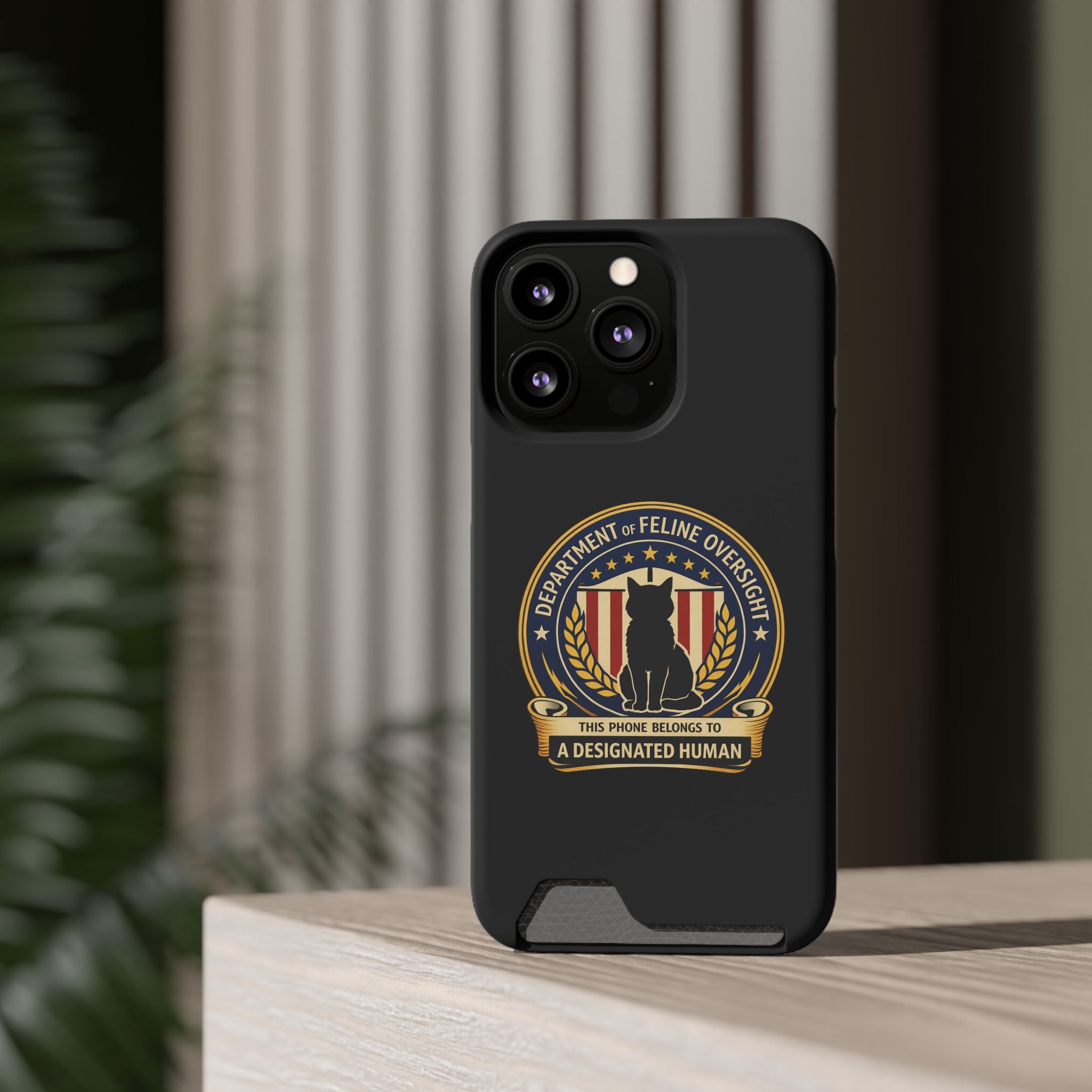 Department of Feline Oversight Samsung Galaxy Case – “Designated Human” Cat Seal, Slim Protective Case with Card Slot