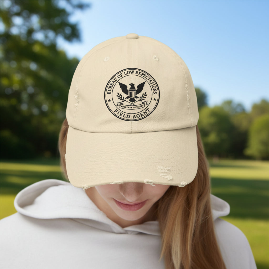 Bureau of Low Expectations Field Agent Distressed Dad Hat