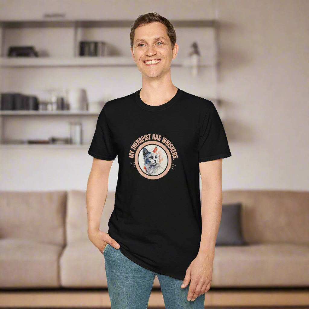 Whimsical Cat Therapy T-Shirt | Cute Pet Lover Tee
