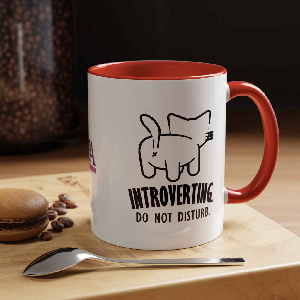 Introverting. Do Not Disturb. Two-Tone Cat Coffee Mug (11oz & 15oz)