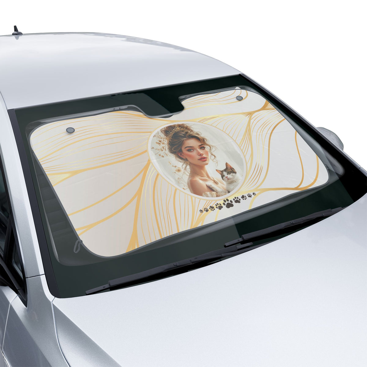 Stylish Car Sun Shades with Elegant Cat Lady Design