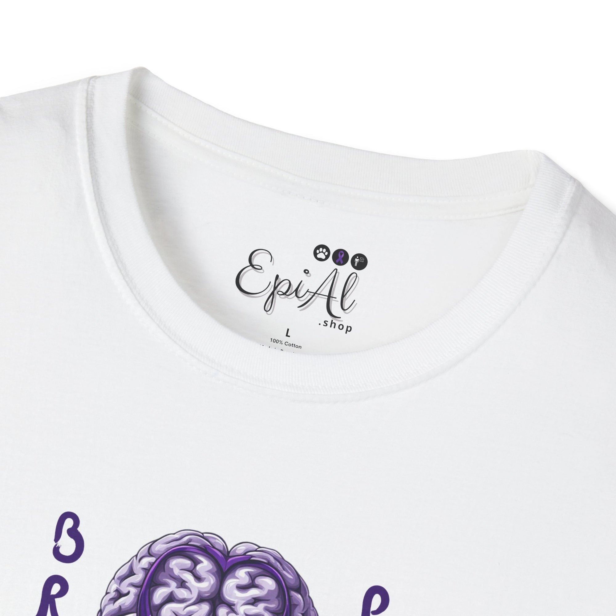 Brain Power Unisex Softstyle T-Shirt, Purple Ribbon Tee